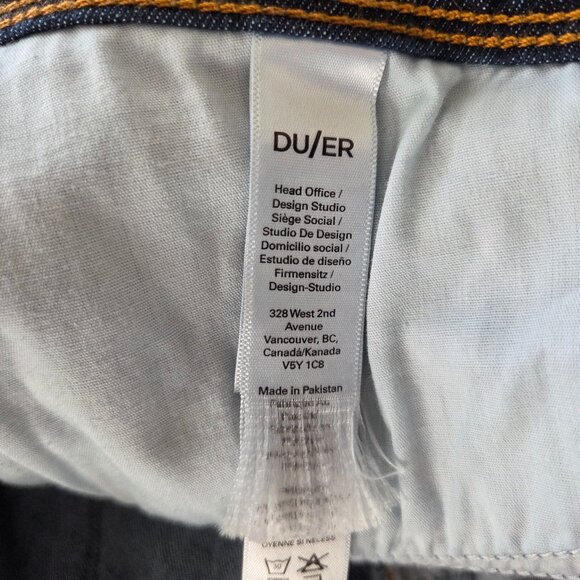 DU/ER Heritage Rinse L2X Relaxed Taper Jeans Mens Size 36 / 30 Dark Wash Denim - Picture 11 of 15